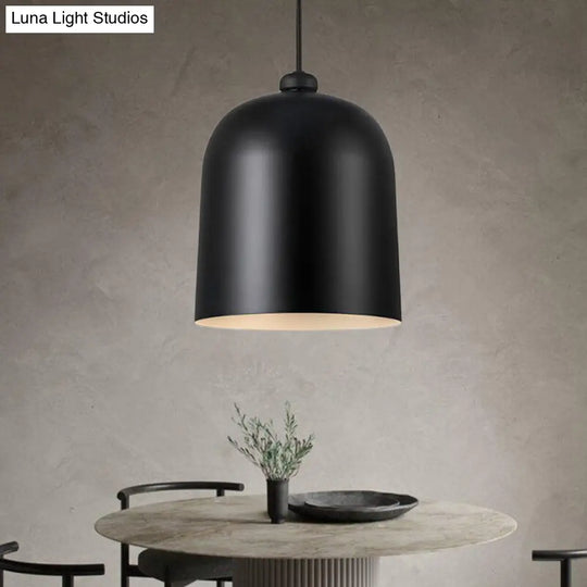 Nordic Dome Pendant Ceiling Lamp For Dining Room With Moveable Black/White/Grey Shade And 1 Bulb