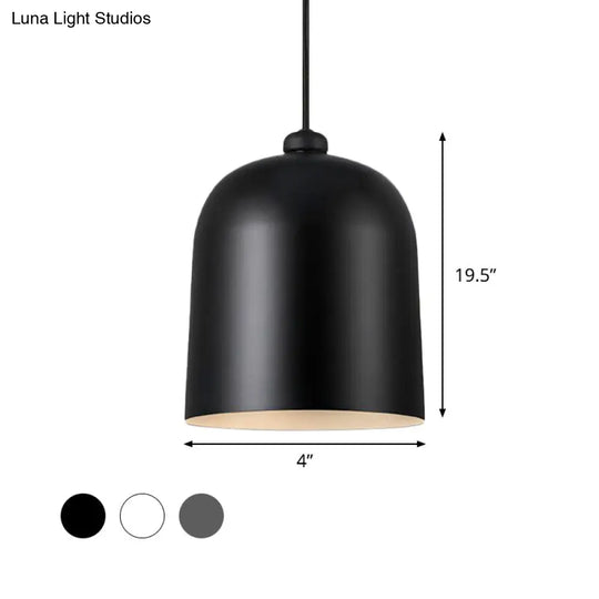 Nordic Dome Pendant Ceiling Lamp For Dining Room With Moveable Black/White/Grey Shade And 1 Bulb