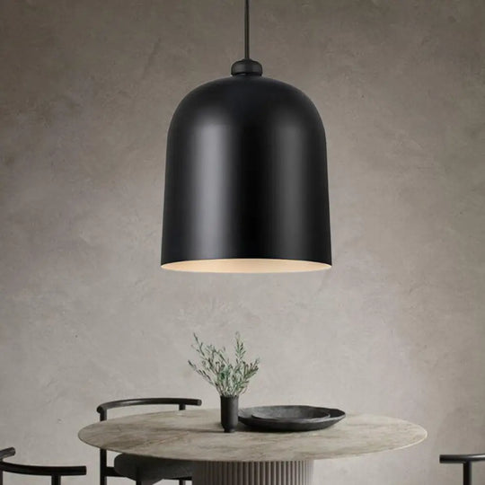 Nordic Dome Pendant Lamp - Black/White/Grey Moveable & Metal Perfect For Dining Room Lighting Black