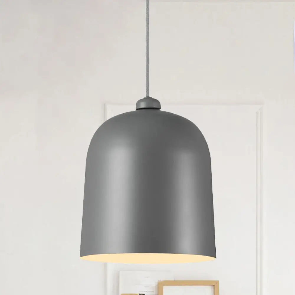 Nordic Dome Pendant Lamp - Black/White/Grey Moveable & Metal Perfect For Dining Room Lighting Grey