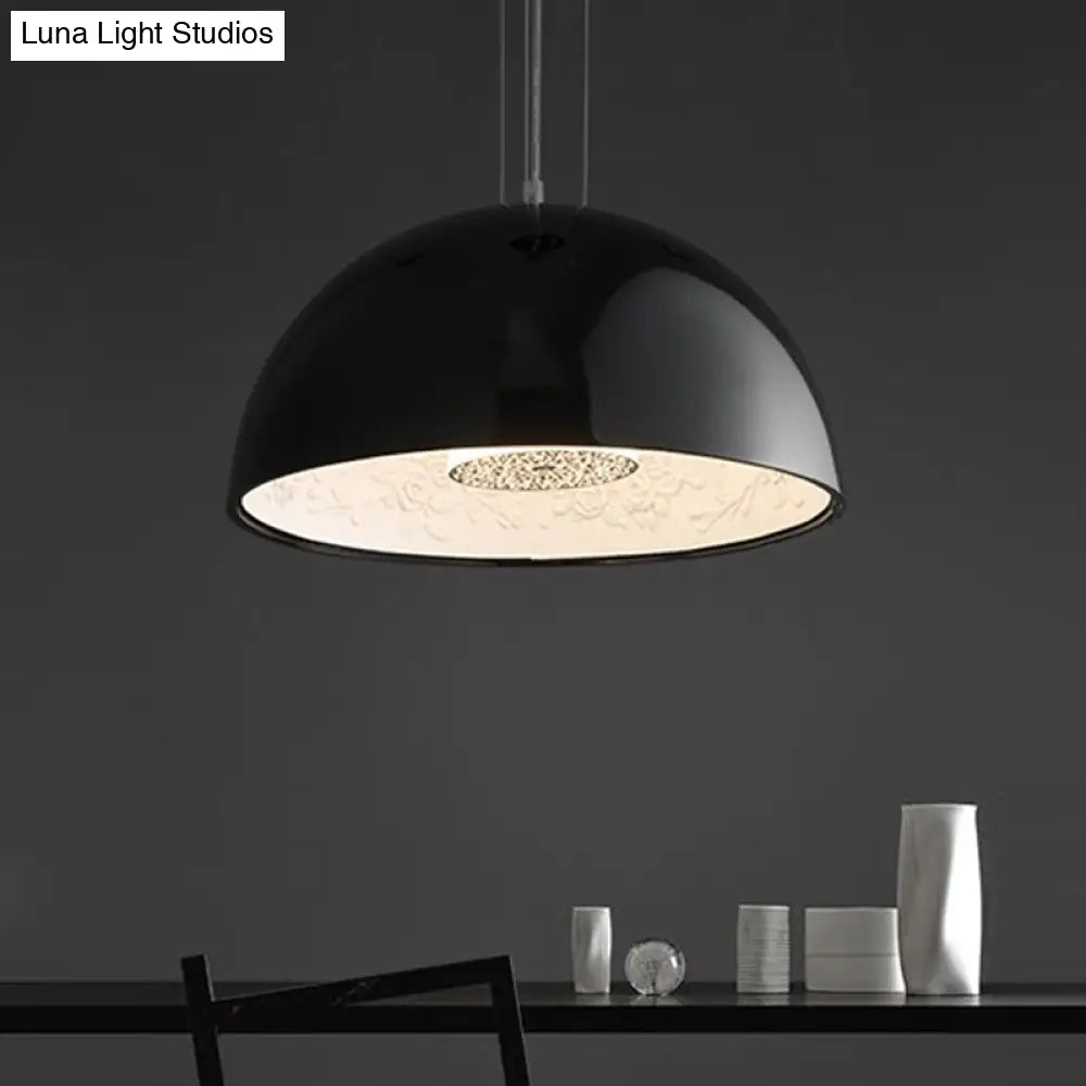 Nordic Dome Pendant Light With Intricate Pattern 1-Light In Black/White/Brown 16’/23.5’/35.5’