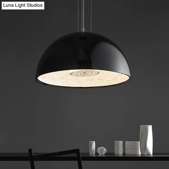 Nordic Dome Pendant Light With Intricate Pattern 1-Light In Black/White/Brown 16’/23.5’/35.5’