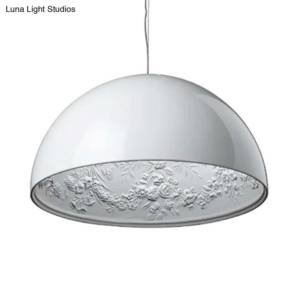 Nordic Dome Pendant Light With Intricate Pattern 1-Light In Black/White/Brown 16’/23.5’/35.5’