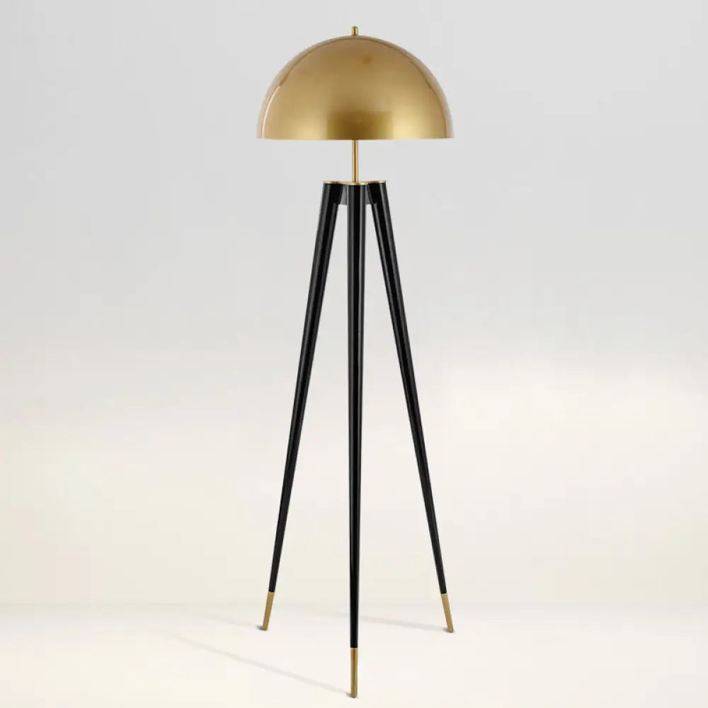 Nordic Domed Metal Floor Lamp With Tripod Base - 1-Head Black Living Room Reading Light