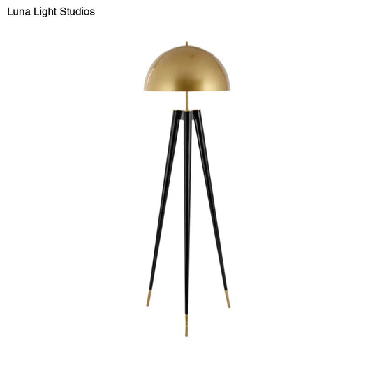 Nordic Domed Metal Floor Lamp With Tripod Base - 1-Head Black Living Room Reading Light