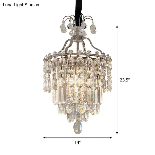 Nordic Droplet Chandelier: Clear Crystal Block Ceiling Light For Dining Room (3 Bulbs)