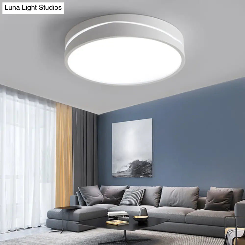 Nordic Drum Ceiling Mounted Led Flush Mount Light 16’/19.5’ Dia With Acrylic Diffuser -