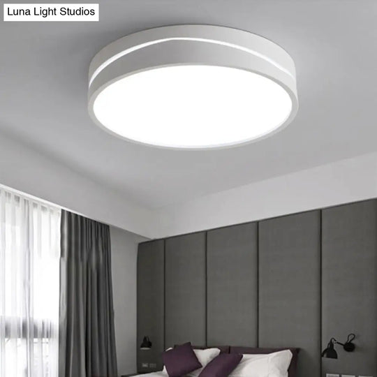 Nordic Drum Ceiling Mounted Led Flush Mount Light 16/19.5 Dia With Acrylic Diffuser - Black/White