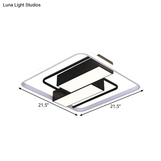 Nordic Dual Rectangle Flush Light - Metal Mount Fixture In Warm/White Led Black Finish