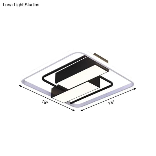 Nordic Dual Rectangle Flush Light - Metal Mount Fixture In Warm/White Led Black Finish