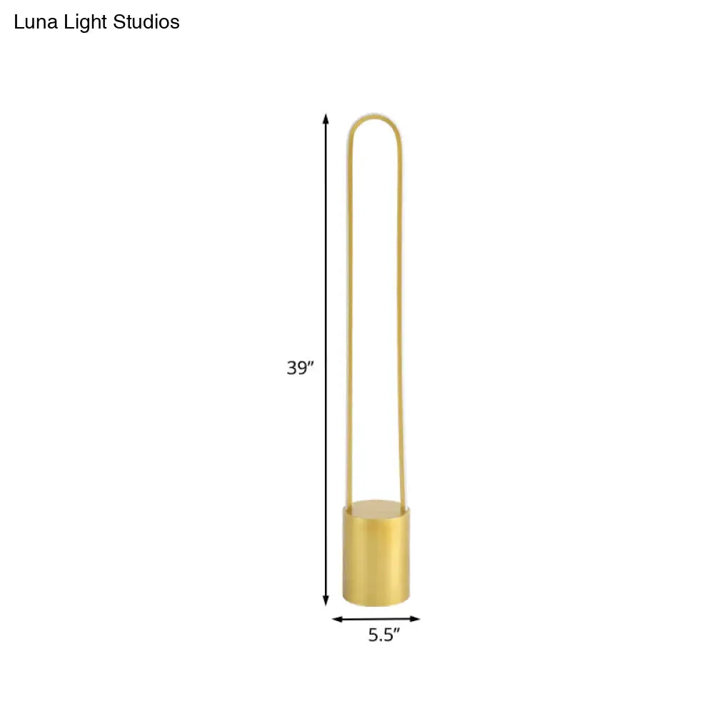 Nordic Ellipsed Floor Reading Lamp - Acrylic Led Gold Warm/White Light 39/55 H