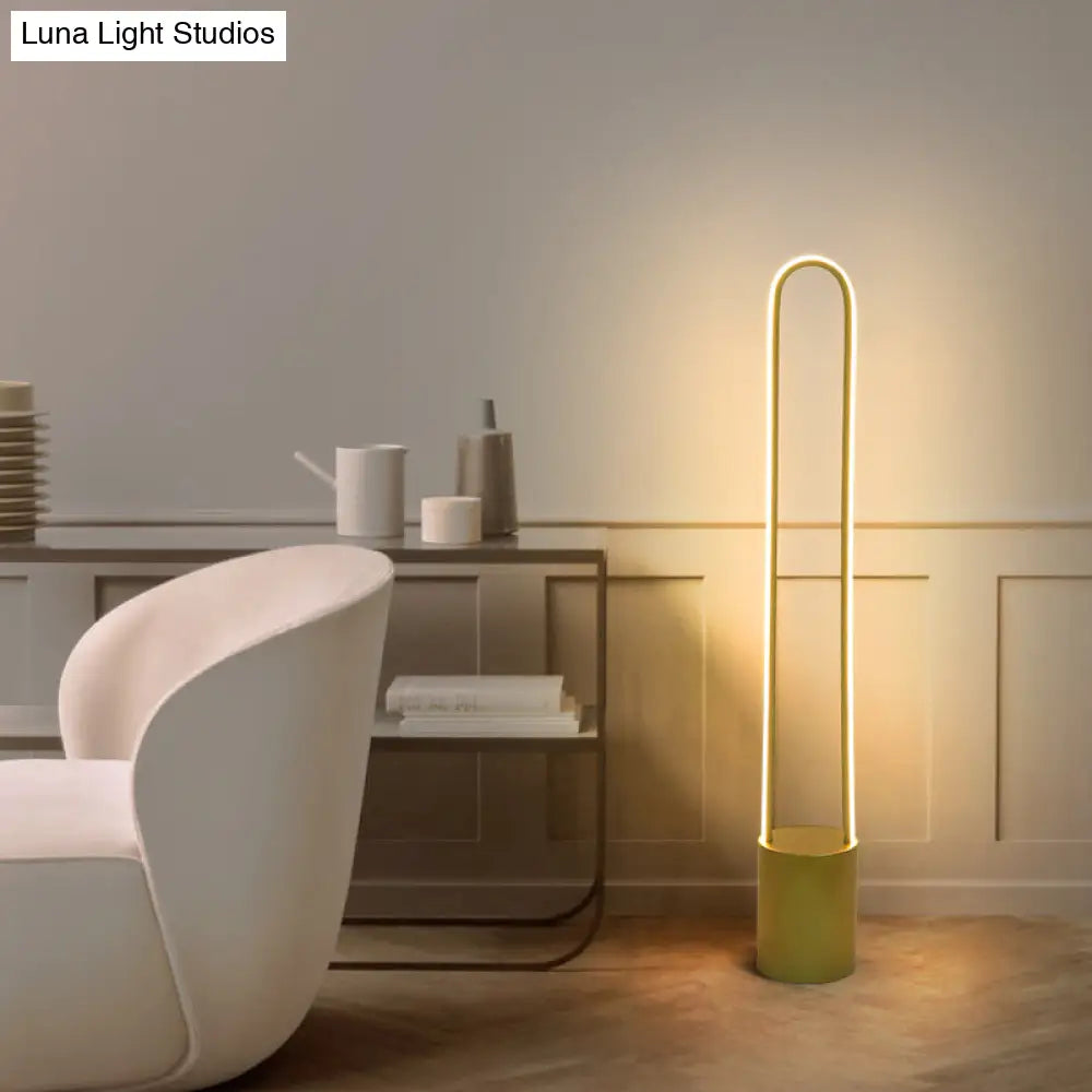 Nordic Ellipsed Floor Reading Lamp - Acrylic Led Gold Warm/White Light 39/55 H