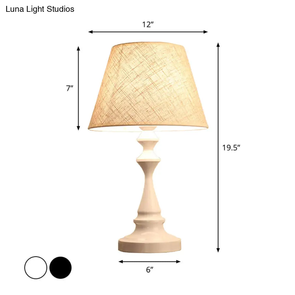 Nordic Empire Shade Night Lamp - 1-Light Fabric Table Light For Living Room With Cylinder/Teardrop