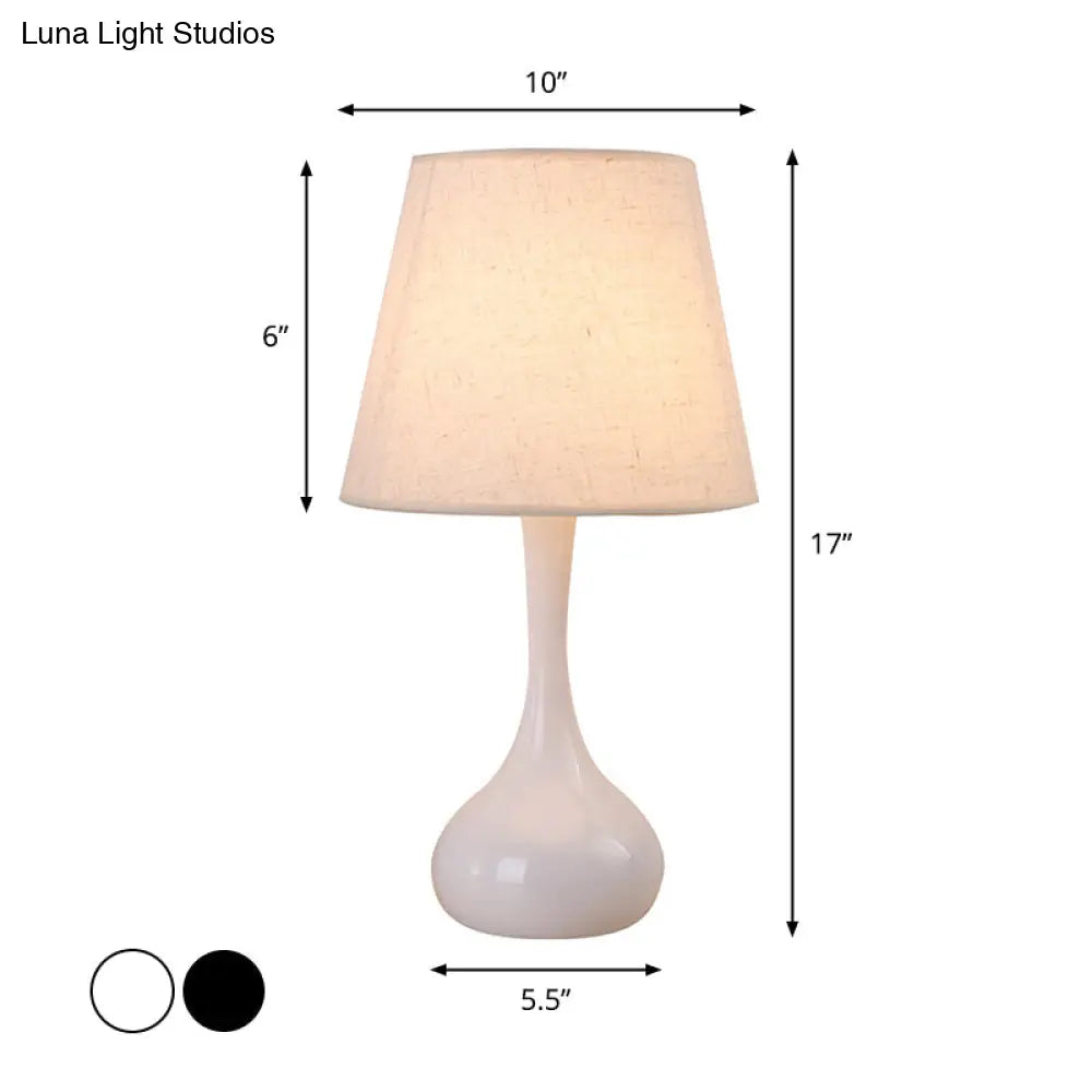 Nordic Empire Shade Night Lamp - 1-Light Fabric Table Light For Living Room With Cylinder/Teardrop