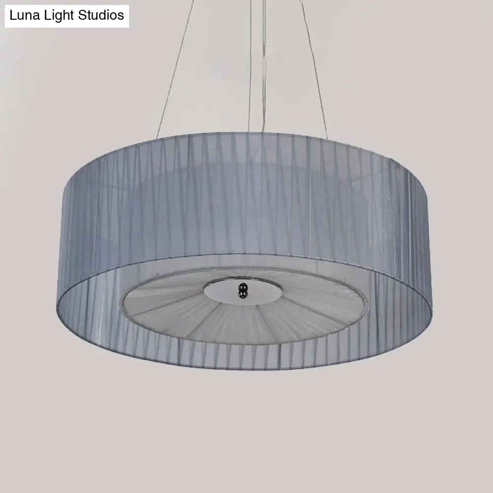 Nordic Fabric 3-Light Drum Pendant Chandelier White For Living Room - 18/21.5/25.5 Wide