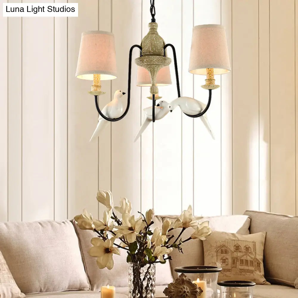 Nordic Fabric Barrel Pendant Chandelier Light With Tan Finish - 3/6 Heads Hanging Ceiling