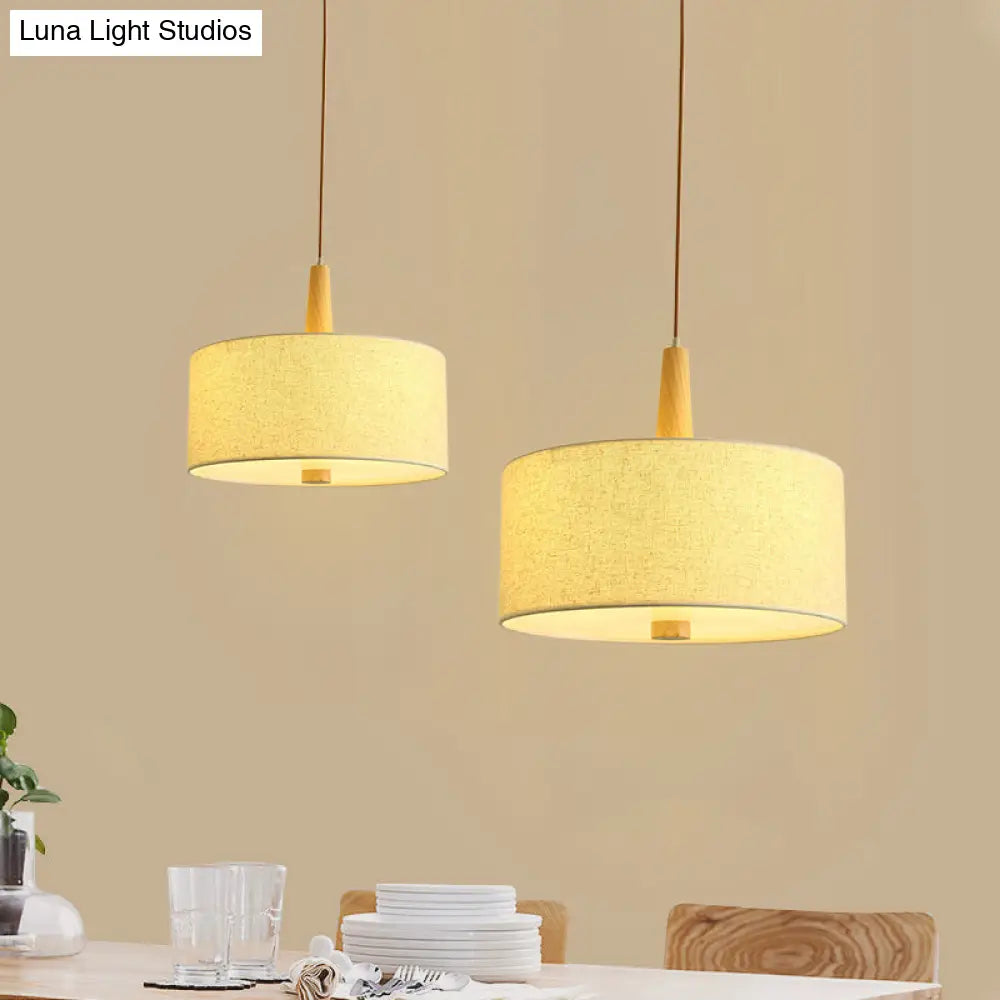 Nordic Flaxen Drum Pendant Light For Dining Room