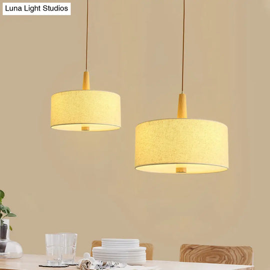 Nordic Flaxen Drum Pendant Light For Dining Room