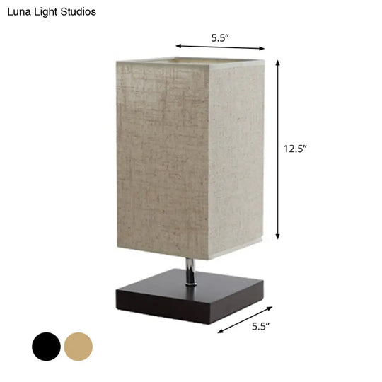 Nordic Fabric Nightstand Light: Round/Square Flaxen Table Lamp With Base For Bedroom