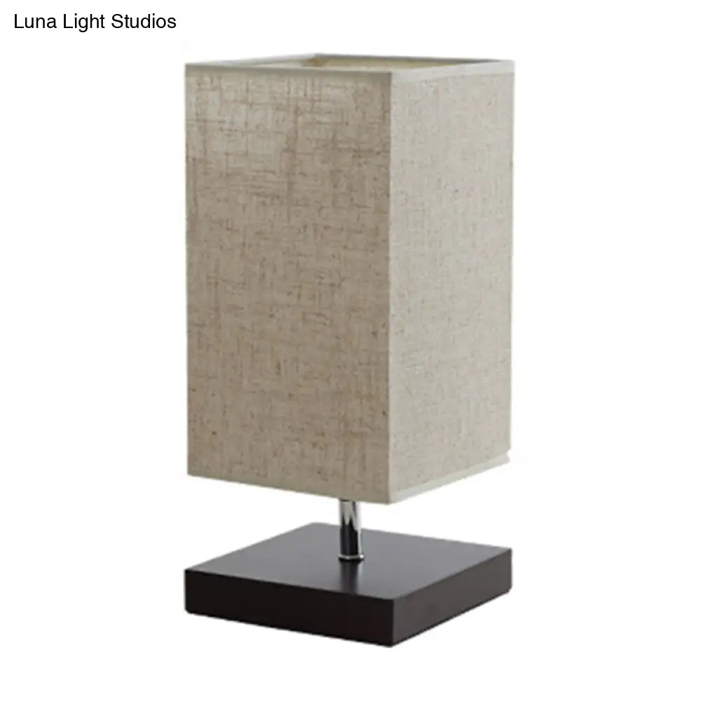 Nordic Fabric Nightstand Light: Round/Square Flaxen Table Lamp With Base For Bedroom