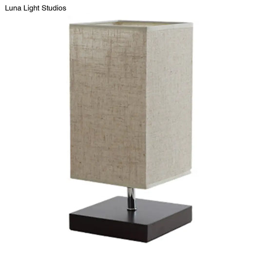 Nordic Fabric Nightstand Light: Round/Square Flaxen Table Lamp With Base For Bedroom