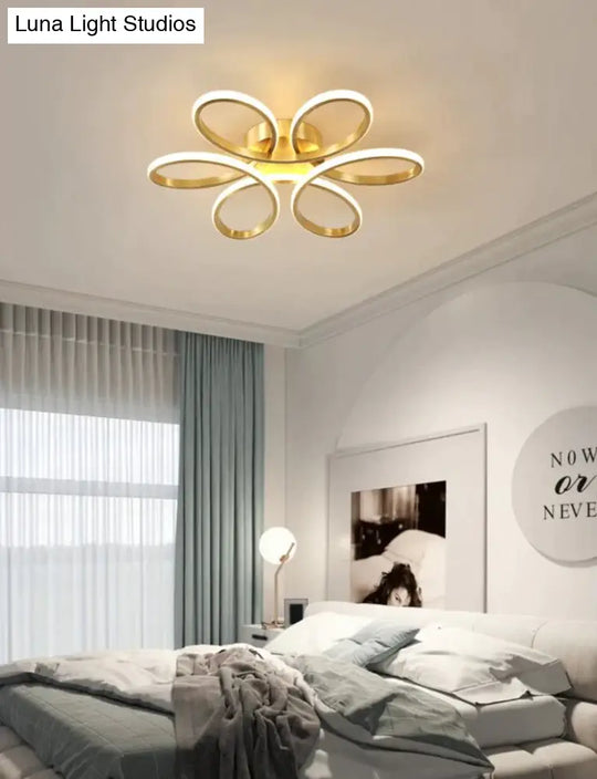 Nordic Fancy Bedroom Copper Ceiling Lamp