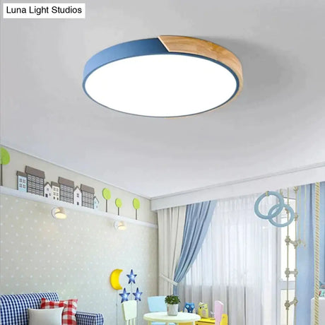 Nordic Fashion Simple Wooden Ceiling Lamps Colorful Round Aluminum Bedroom Living Room Light Fixture