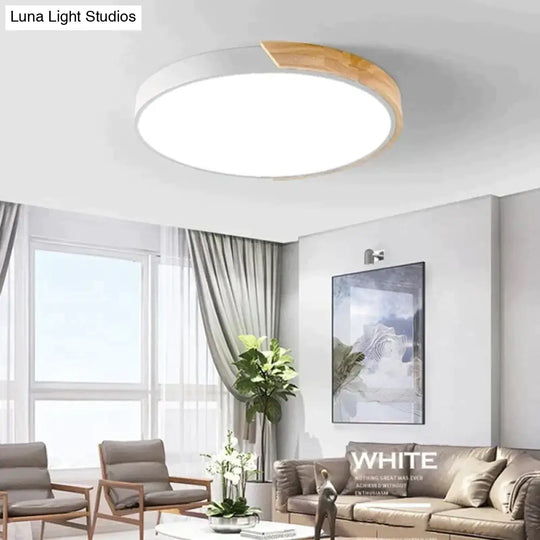 Nordic Fashion Simple Wooden Ceiling Lamps Colorful Round Aluminum Bedroom Living Room Light Fixture