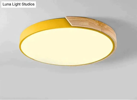 Nordic Fashion Simple Wooden Ceiling Lamps Colorful Round Aluminum Bedroom Living Room Light Fixture