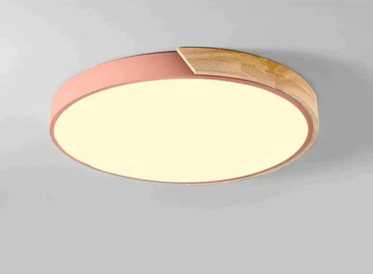 Nordic Fashion Simple Wooden Ceiling Lamps Colorful Round Aluminum Bedroom Living Room Light