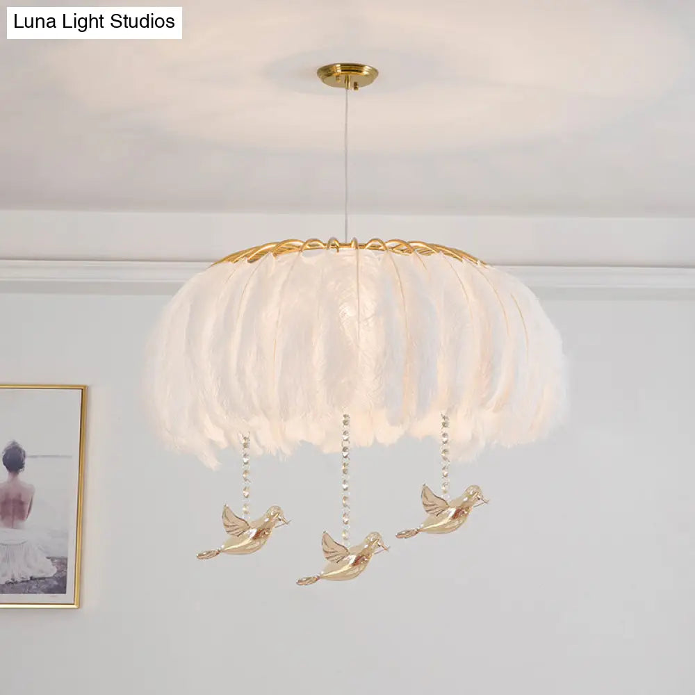 Nordic Feather Dining Room Pendant Light Fixture White / 19.5 Bird