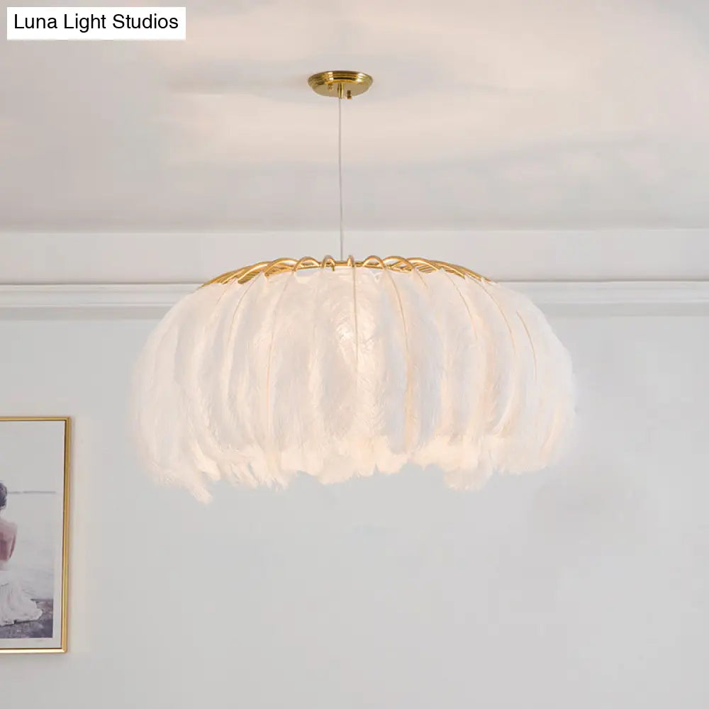 Nordic Feather Dining Room Pendant Light Fixture White / 19.5 Regular