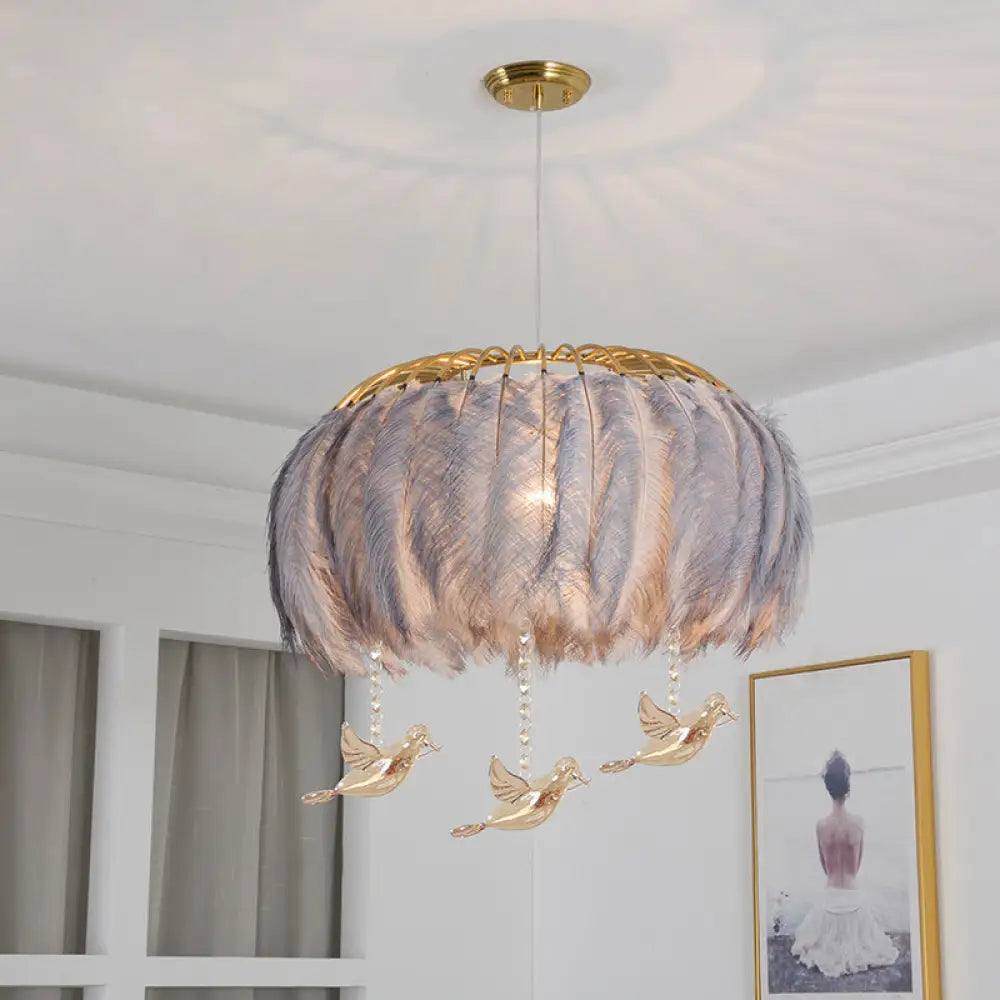 Nordic Feather Chandelier Pendant Light For Dining Room Grey / 19.5’ Bird