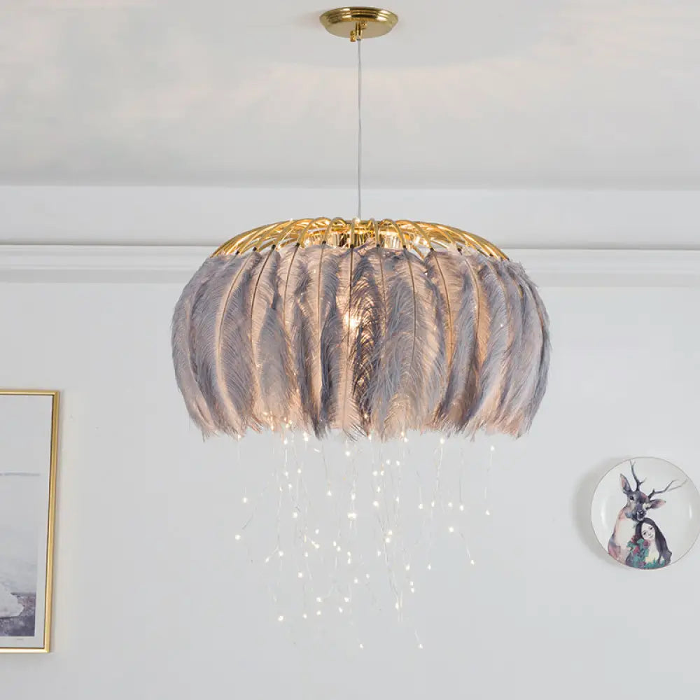 Nordic Feather Chandelier Pendant Light For Dining Room Grey / 19.5’ Gypsophila