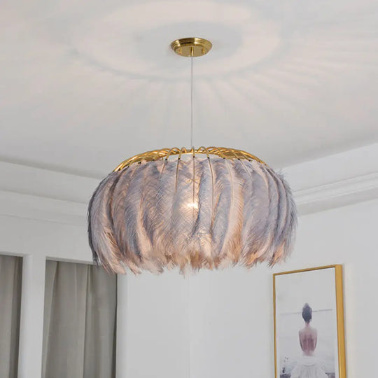 Nordic Feather Chandelier Pendant Light For Dining Room Grey / 19.5’ Regular