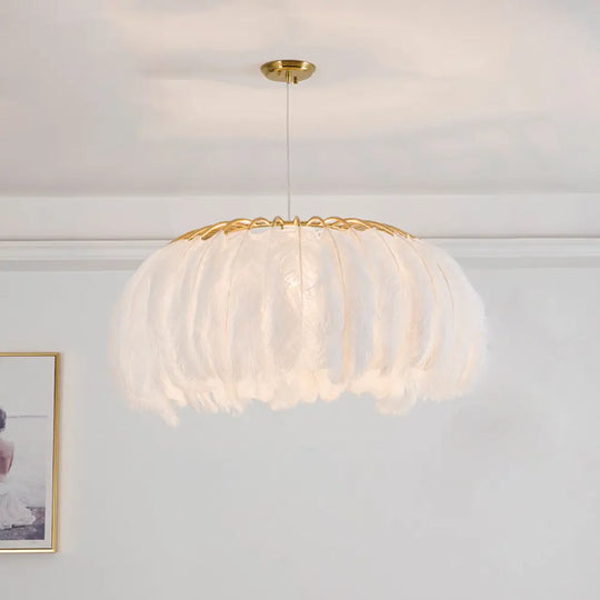 Nordic Feather Chandelier Pendant Light For Dining Room White / 19.5’ Regular