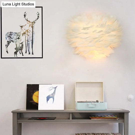 Nordic Feather Sconce Light - Romantic Wall Lamp For Bedroom