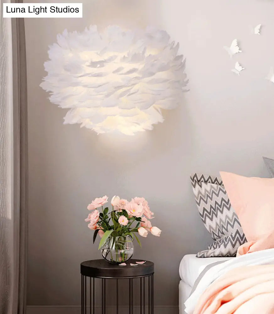 Nordic Feather Sconce Light - Romantic Wall Lamp For Bedroom