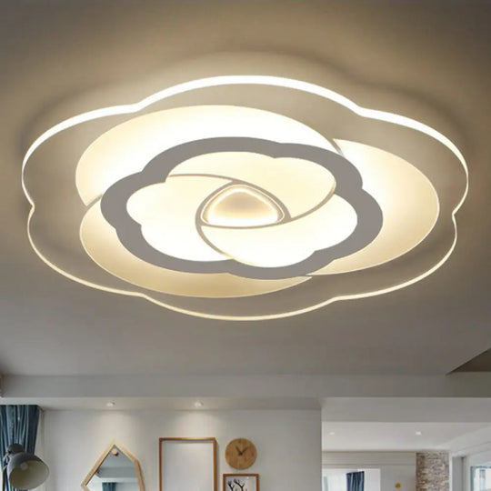 Nordic Flower Flush Acrylic Led Ceiling Light For Living Room Clear / 16.5’ Warm