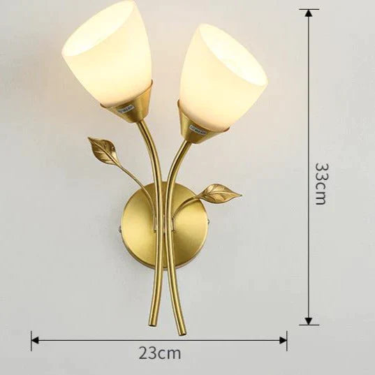Nordic Flower Living Room Stairs Bedroom Bedside Copper Wall Lamp Lamps