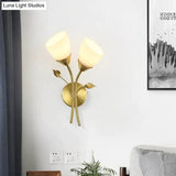 Nordic Flower Living Room Stairs Bedroom Bedside Copper Wall Lamp Copper Wall Lamps