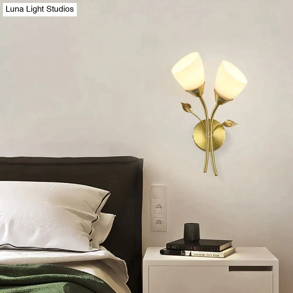 Nordic Flower Living Room Stairs Bedroom Bedside Copper Wall Lamp Copper Wall Lamps