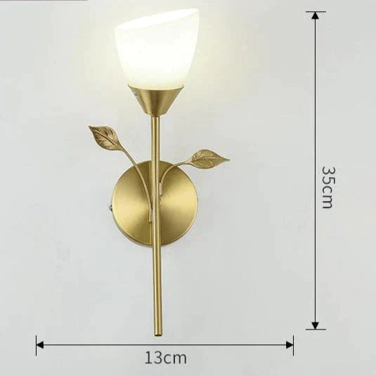 Nordic Flower Living Room Stairs Bedroom Bedside Copper Wall Lamp