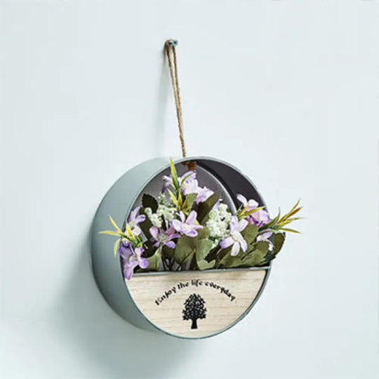 Nordic Flower/Plant String Light With Wood Circle/House Shelf - Perfect For Cafe And Tea Shop