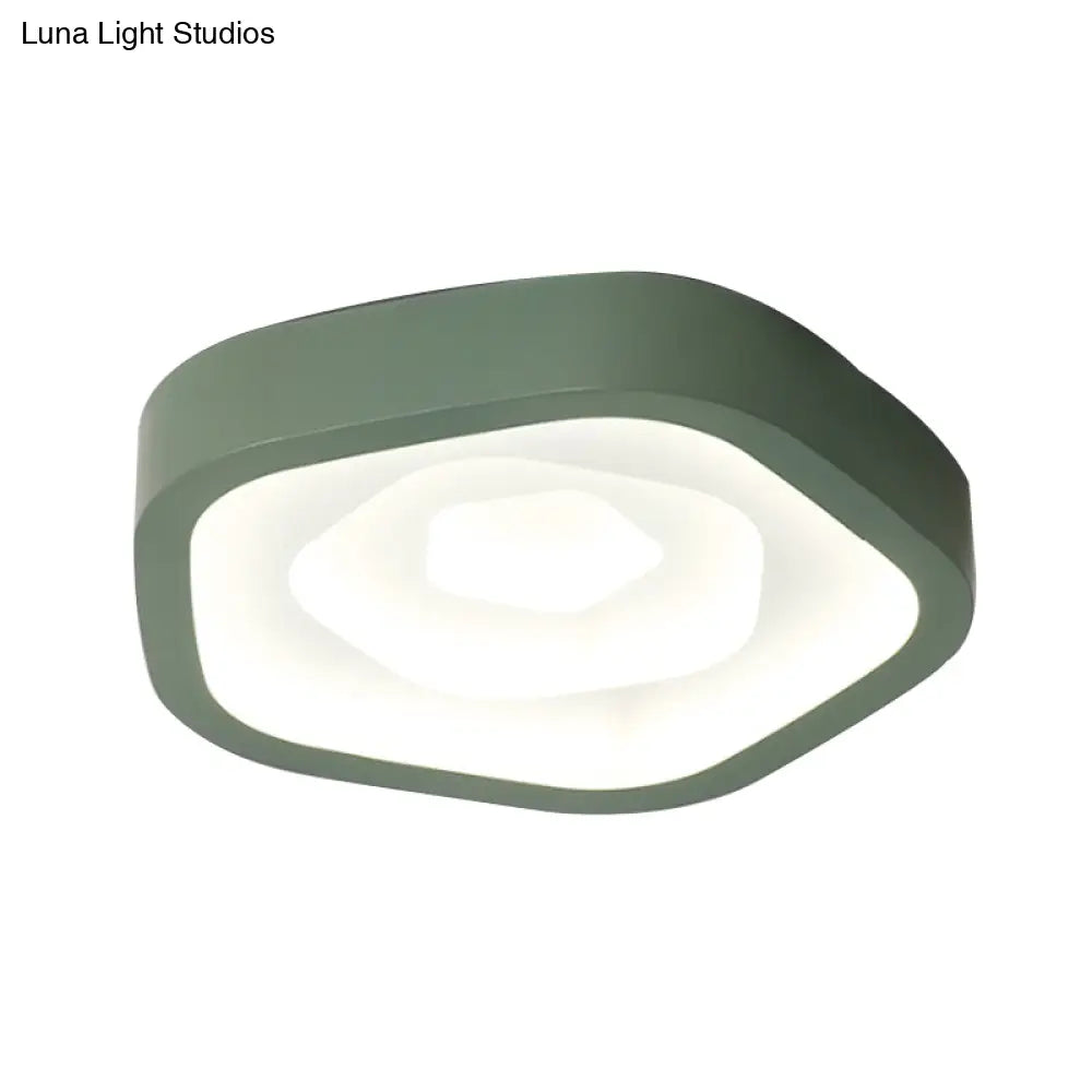 Nordic Flush Ceiling Lamp - Pink/Blue/Green Acrylic Led 20.5’ Wide Pentagon Shape