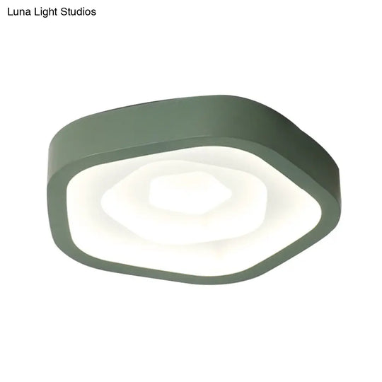 Nordic Flush Ceiling Lamp - Pink/Blue/Green Acrylic Led 20.5 Wide Pentagon Shape