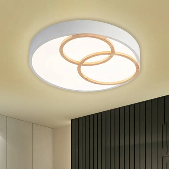 Nordic Flush Ceiling Light | Grey/White Rounded 14’/18’/21.5’ Width Led Metallic Fixture White / 14’