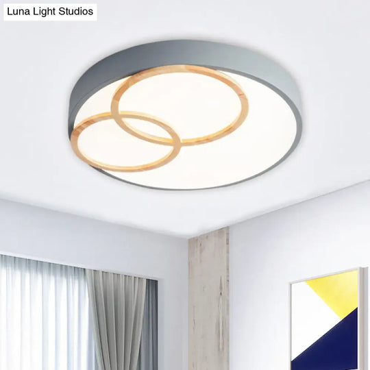 Nordic Flush Ceiling Light | Grey/White Rounded 14/18/21.5 Width Led Metallic Fixture Grey / 14