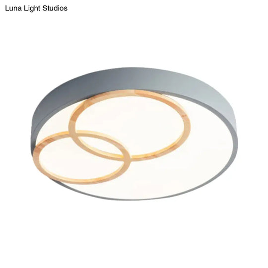 Nordic Flush Ceiling Light | Grey/White Rounded 14’/18’/21.5’ Width Led Metallic Fixture