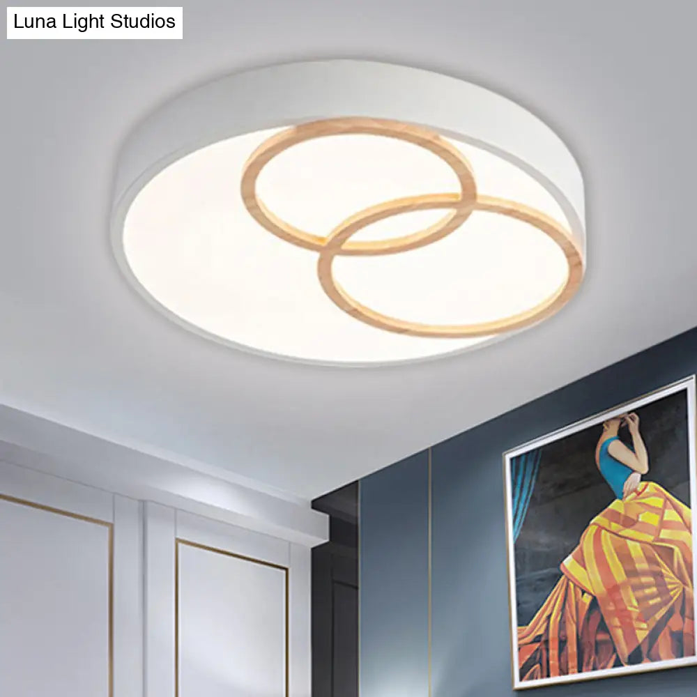 Nordic Flush Ceiling Light | Grey/White Rounded 14/18/21.5 Width Led Metallic Fixture